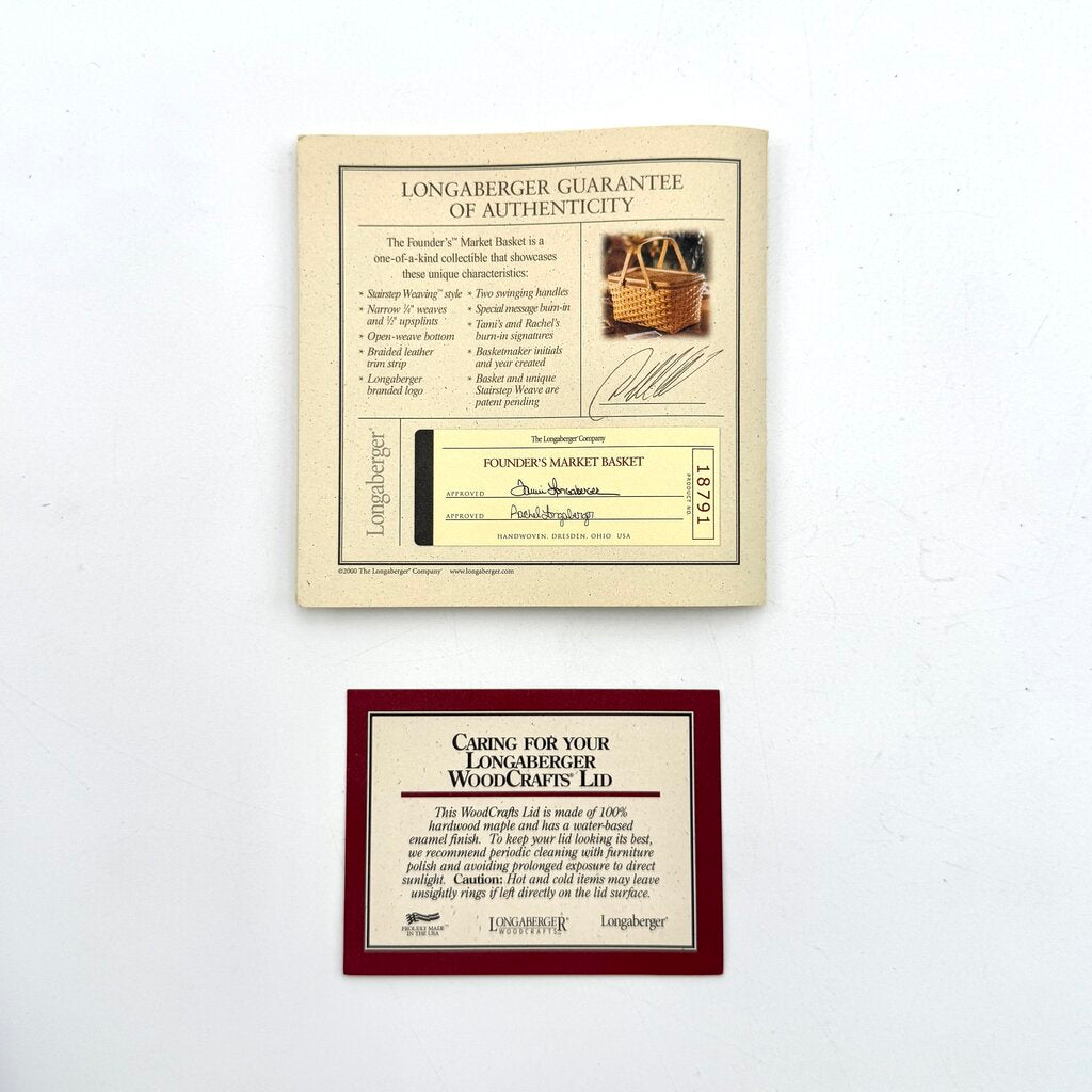 Longaberger 2000 Founder's Market Picnic Basket