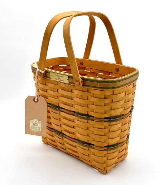 Longaberger 2001 VIP Sales Woven Storage Basket w/ Plaid Liner & Insert