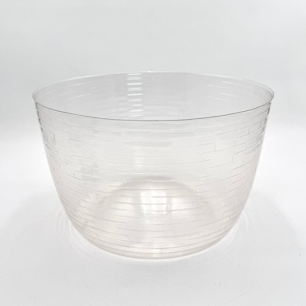 Longaberger 1992 Round Woven Maple Basket w/ Leather Handles & Clear Plastic Liner