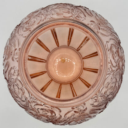 Vintage Pink Pressed Glass Embossed Roses 12” Vase Made In Italy /cb