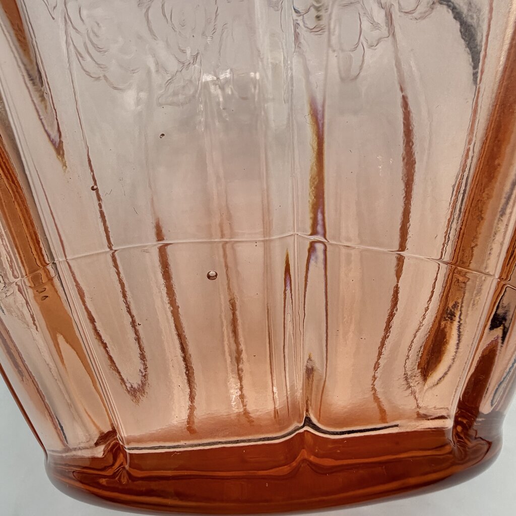 Vintage Pink Pressed Glass Embossed Roses 12” Vase Made In Italy /cb