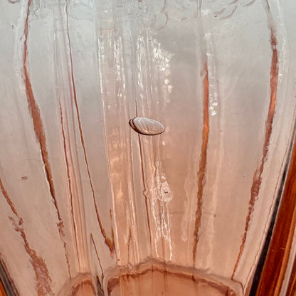 Vintage Pink Pressed Glass Embossed Roses 12” Vase Made In Italy /cb