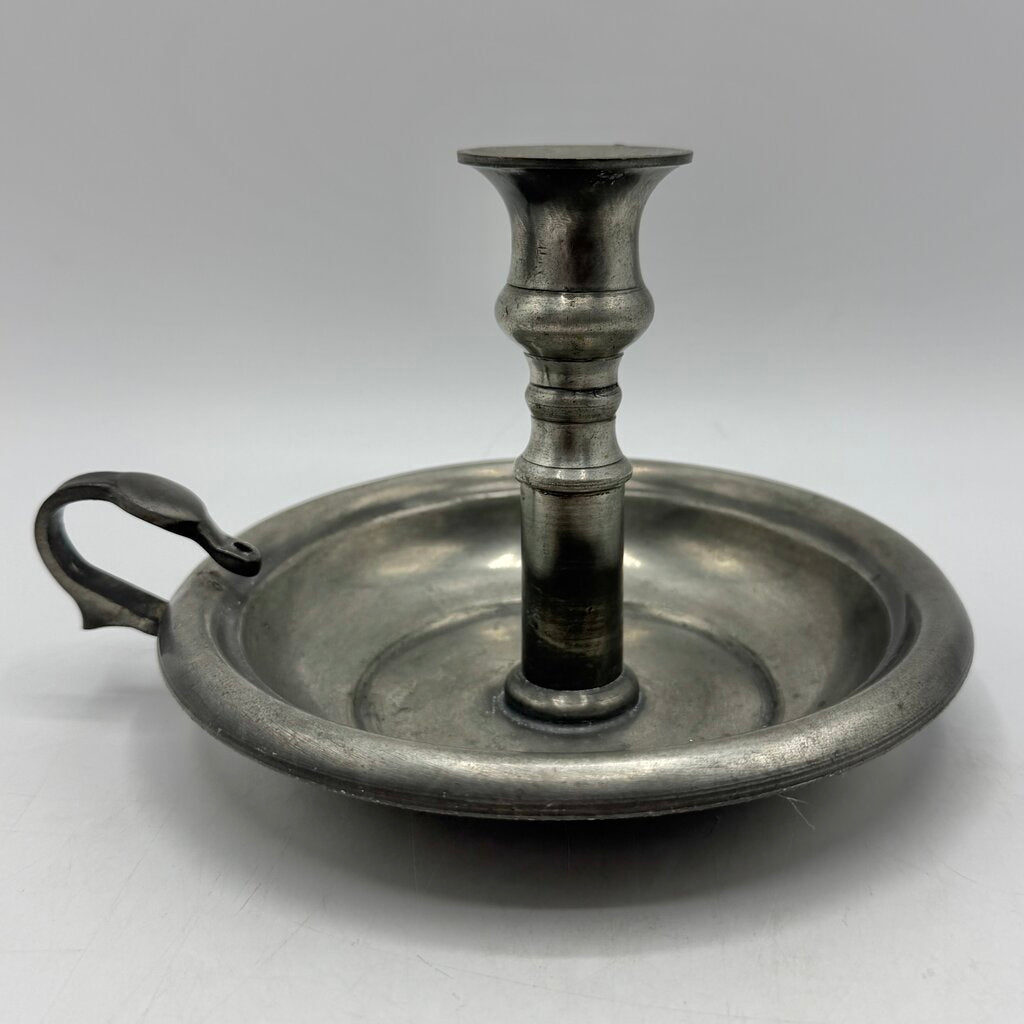 Vintage A.E, Williams English Pewter Chamberstick Candle Holder /cb