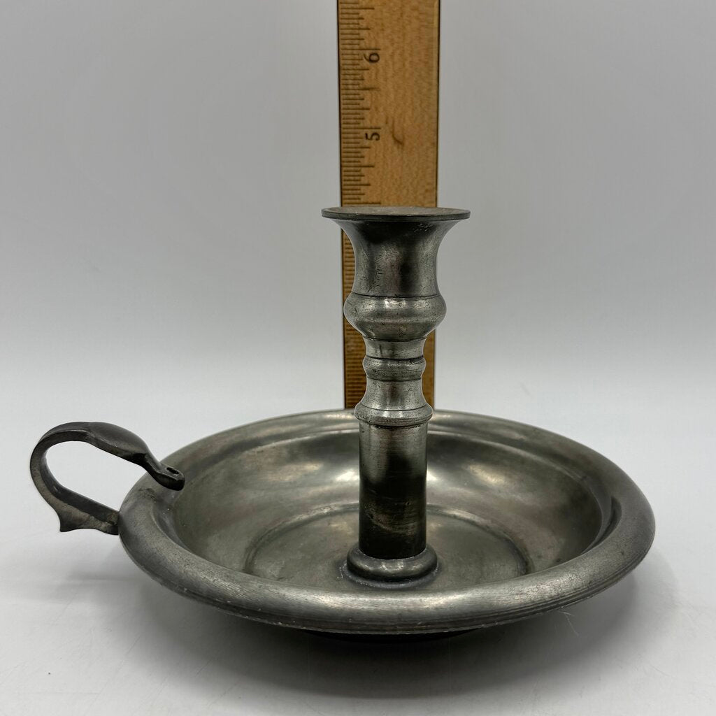 Vintage A.E, Williams English Pewter Chamberstick Candle Holder /cb