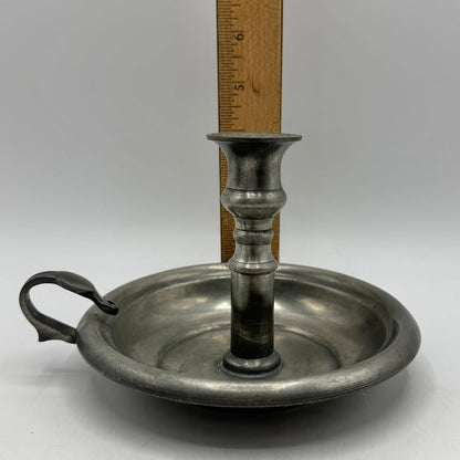 Vintage A.E, Williams English Pewter Chamberstick Candle Holder /cb