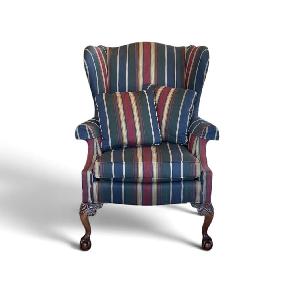 Sherrill Multi-Color Striped Wingback Armchair