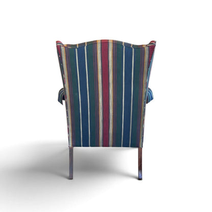 Sherrill Multi-Color Striped Wingback Armchair