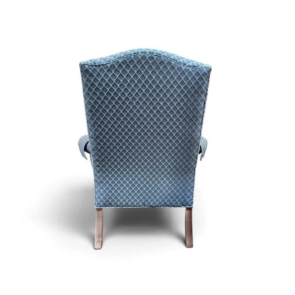 Blue Wingback Patterned Armchair