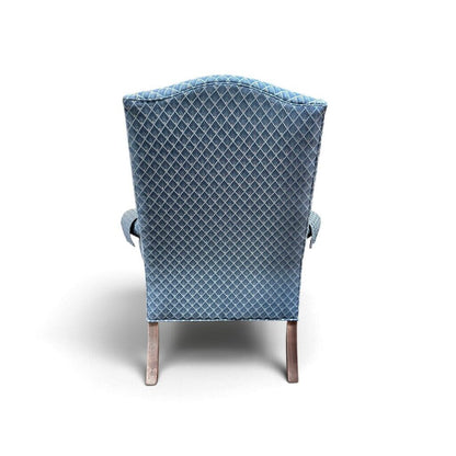 Blue Wingback Patterned Armchair