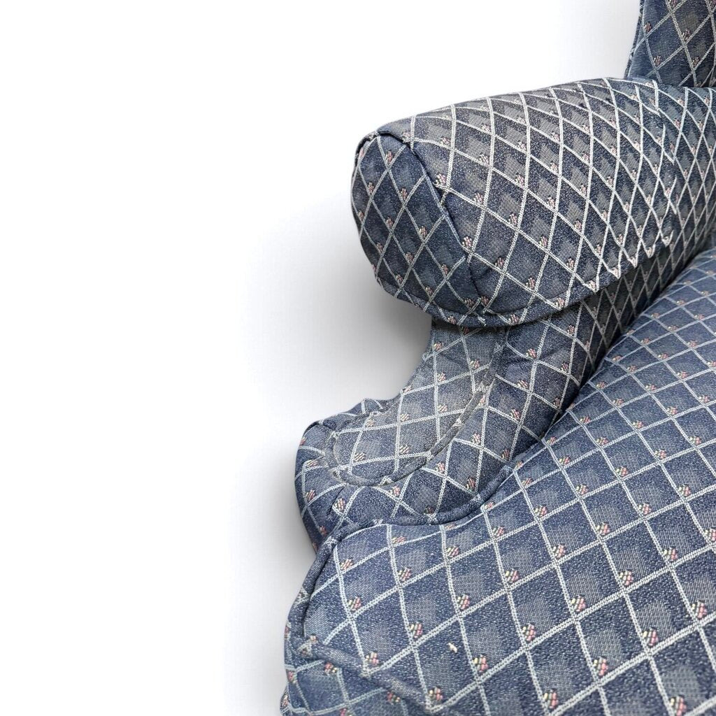 Blue Wingback Patterned Armchair