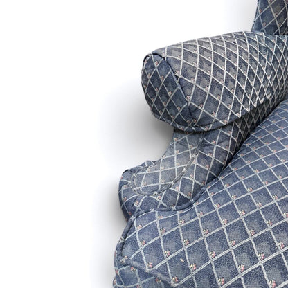 Blue Wingback Patterned Armchair