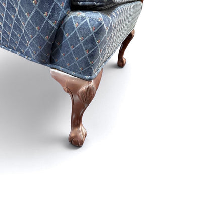 Blue Wingback Patterned Armchair