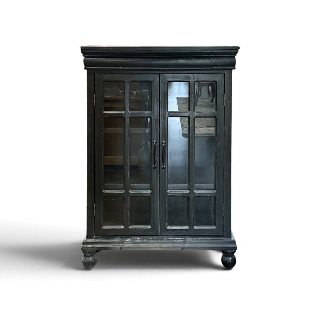 Black Two Glass Door Cabinet