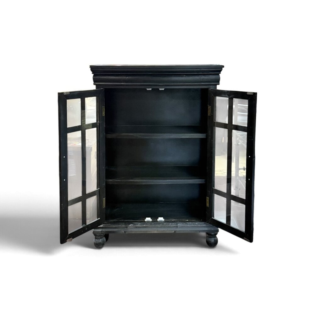 Black Two Glass Door Cabinet