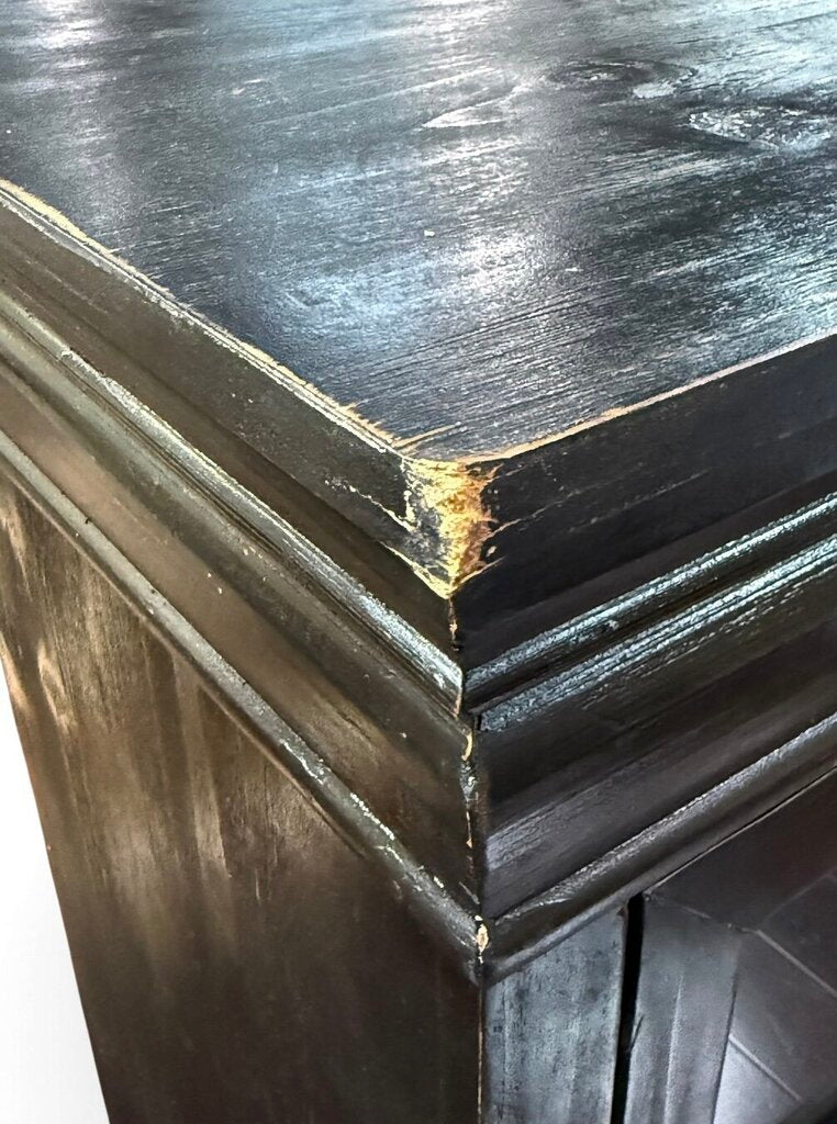 Black Two Glass Door Cabinet