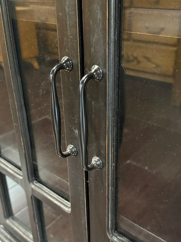Black Two Glass Door Cabinet
