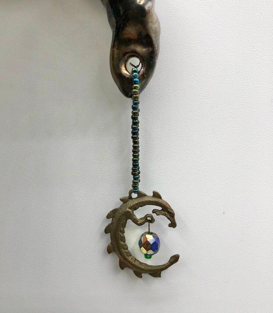 Handcrafted Raku Pottery “The Guardian” Mystical Wall Sculpture /b