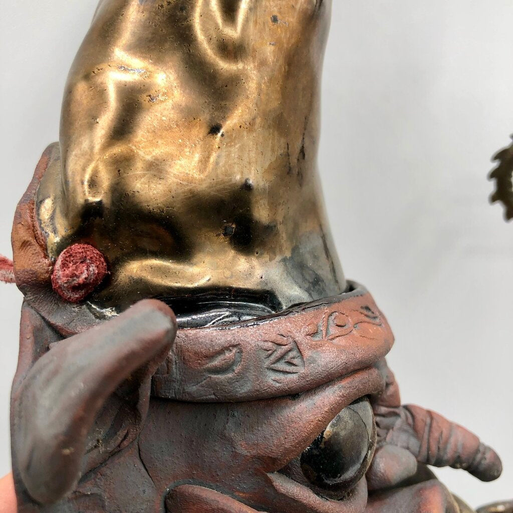 Handcrafted Raku Pottery “The Guardian” Mystical Wall Sculpture /b