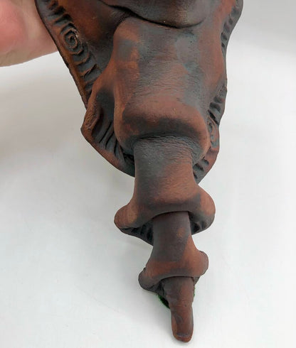 Handcrafted Raku Pottery “The Guardian” Mystical Wall Sculpture /b