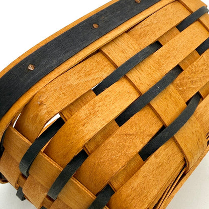 Set of 2 Small Longaberger Rectangle Baskets with Leather Braid Handles