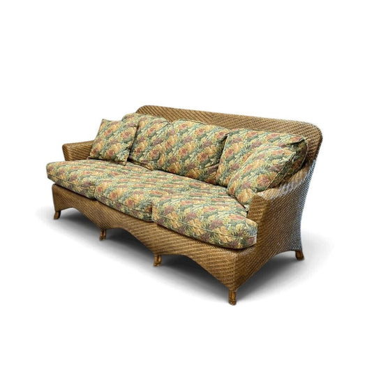 Wicker Floral Cushion 3 Seater Couch