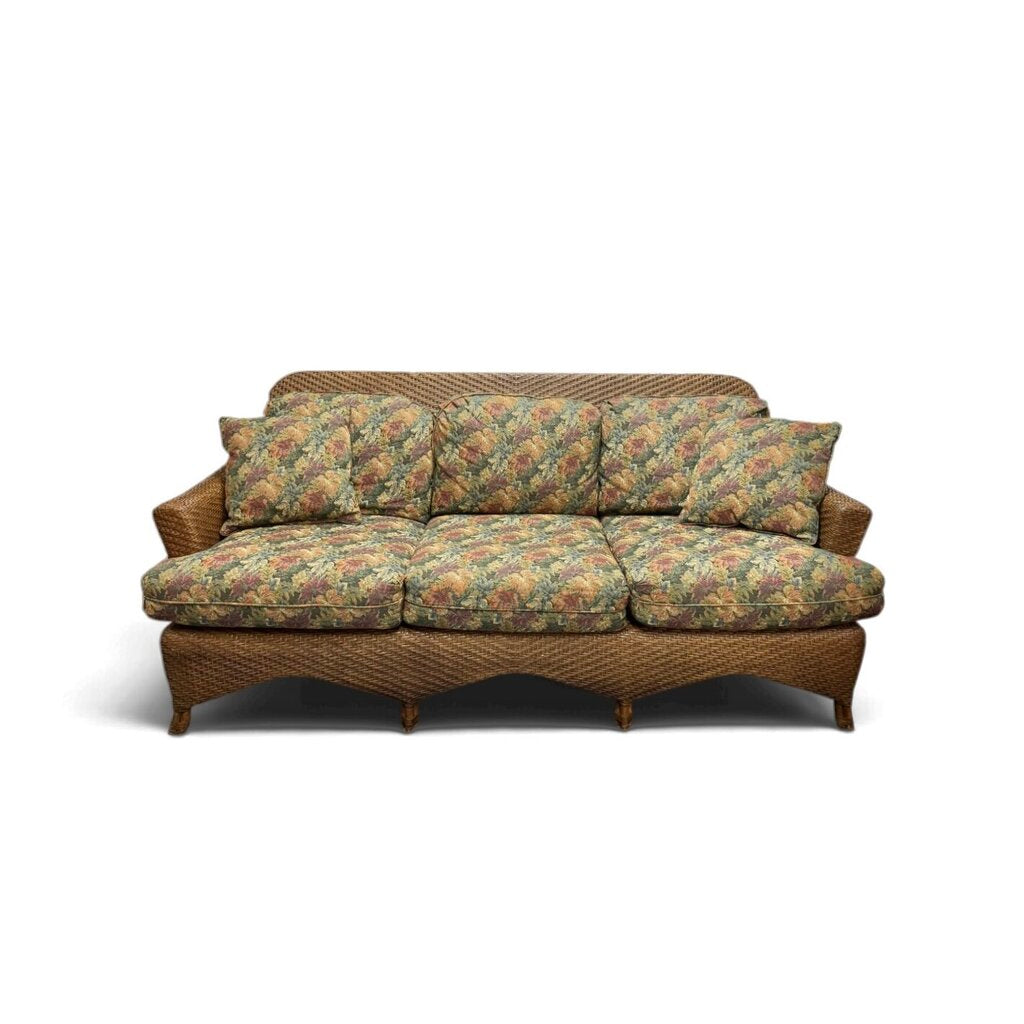 Wicker Floral Cushion 3 Seater Couch