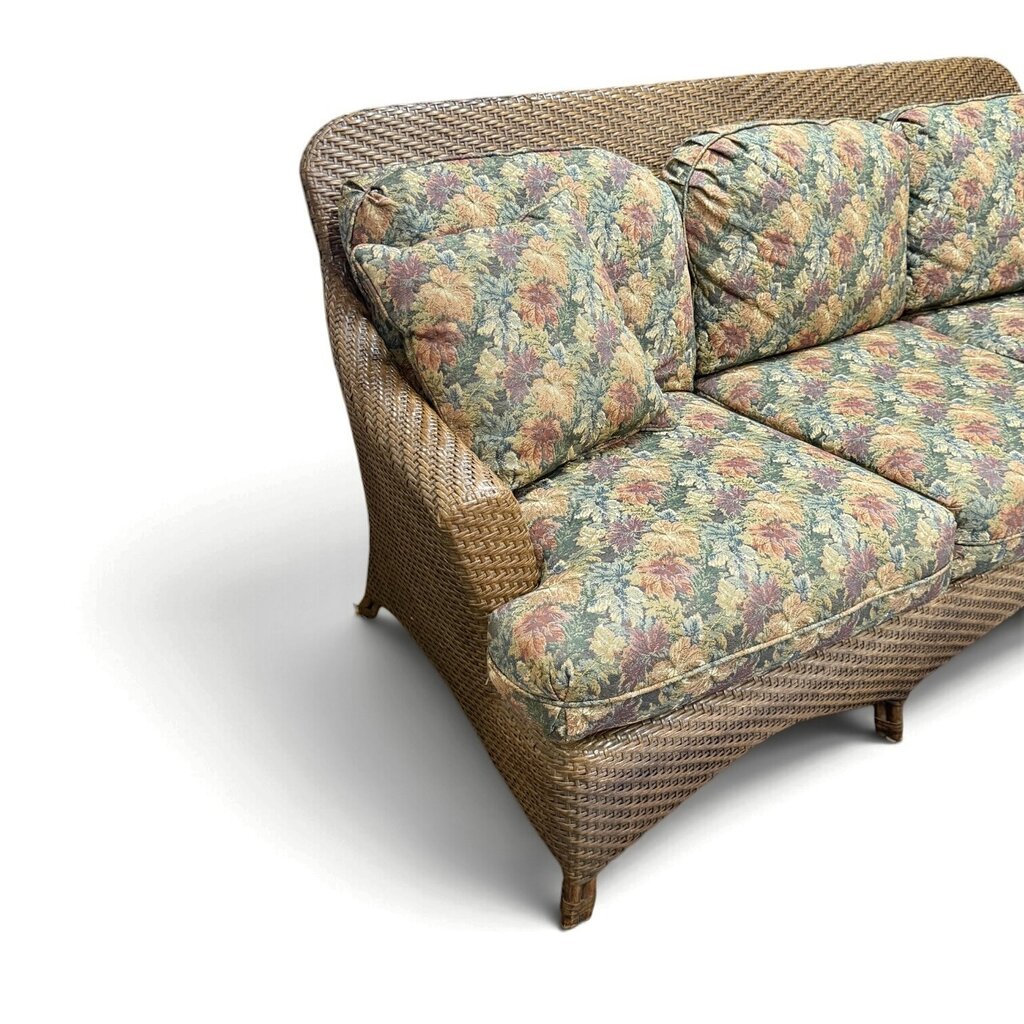 Wicker Floral Cushion 3 Seater Couch