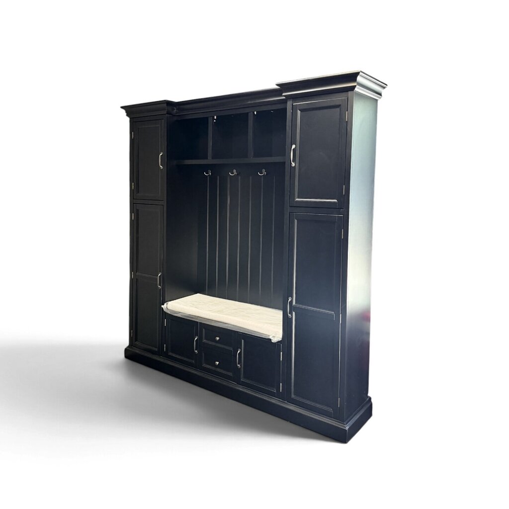 Large Black Mudroom Hallway Hutch