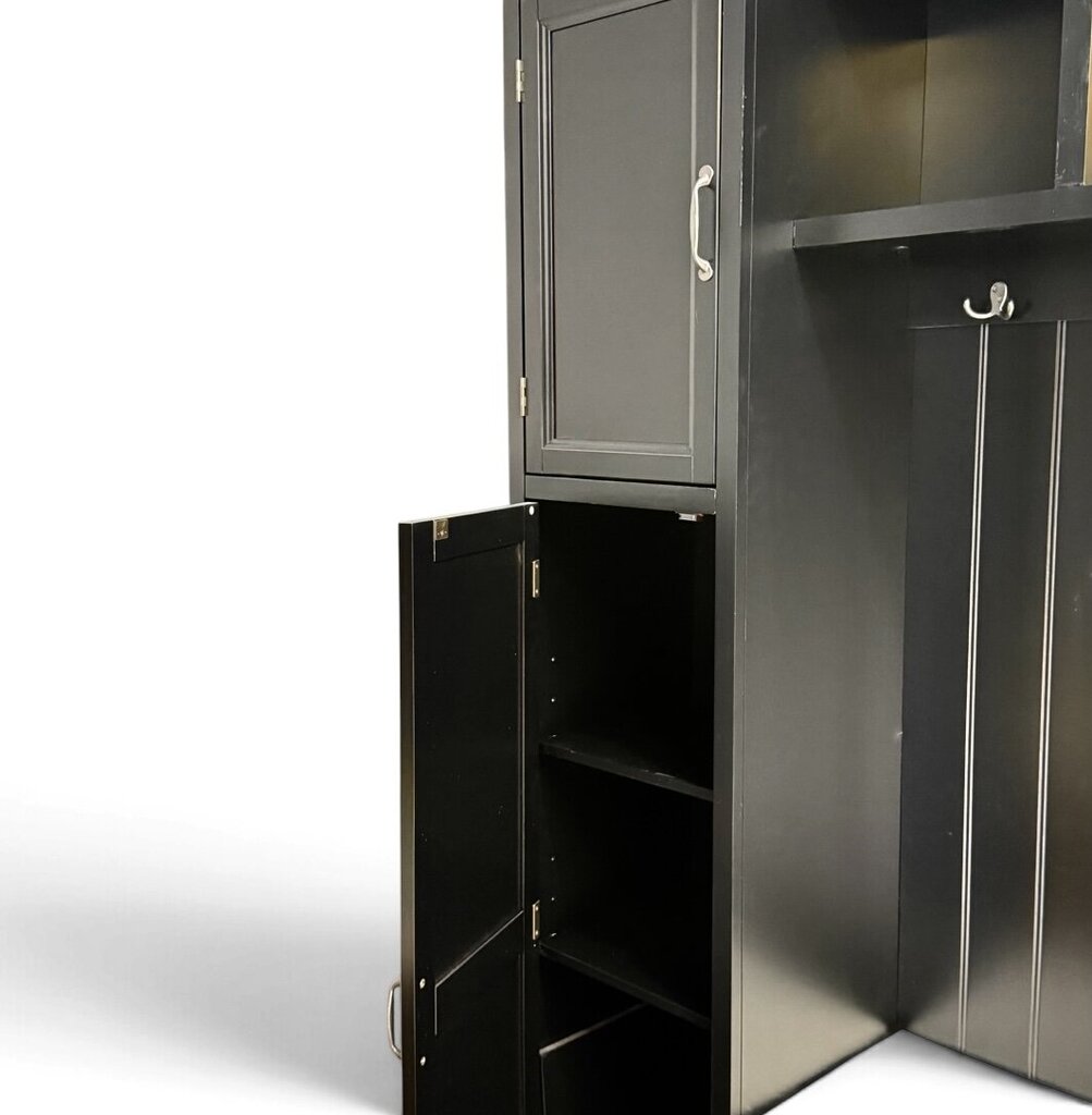 Large Black Mudroom Hallway Hutch