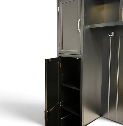 Large Black Mudroom Hallway Hutch