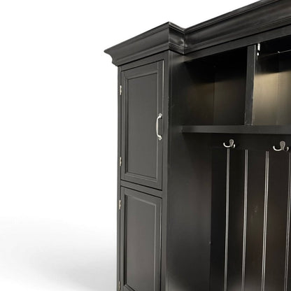 Large Black Mudroom Hallway Hutch