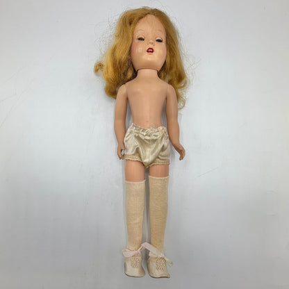 Vintage 1953 LuAnn Simms 14” Hard Plastic Walker Doll Made In USA Works /cb