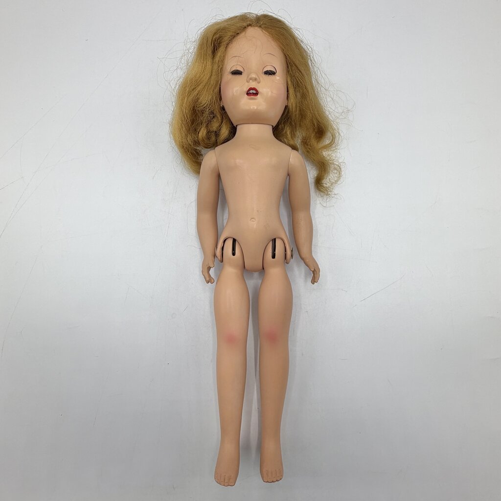Vintage 1953 LuAnn Simms 14” Hard Plastic Walker Doll Made In USA Works /cb