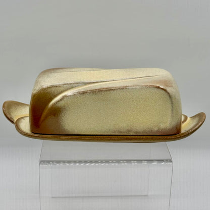 Frankoma Vintage Lazy Bones Butter Dish in Dessert Gold #4K \HY