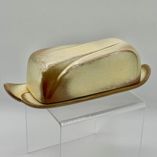 Frankoma Vintage Lazy Bones Butter Dish in Dessert Gold #4K \HY