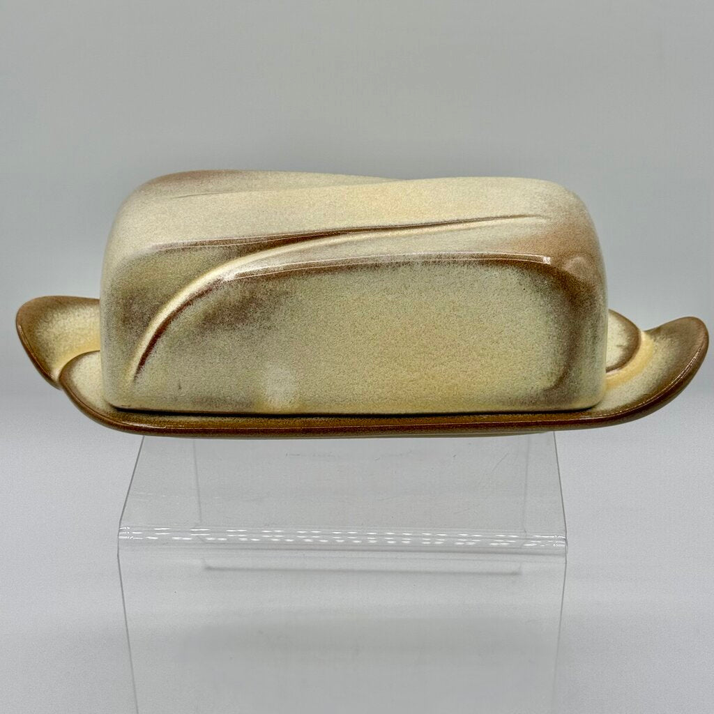 Frankoma Vintage Lazy Bones Butter Dish in Dessert Gold #4K \HY