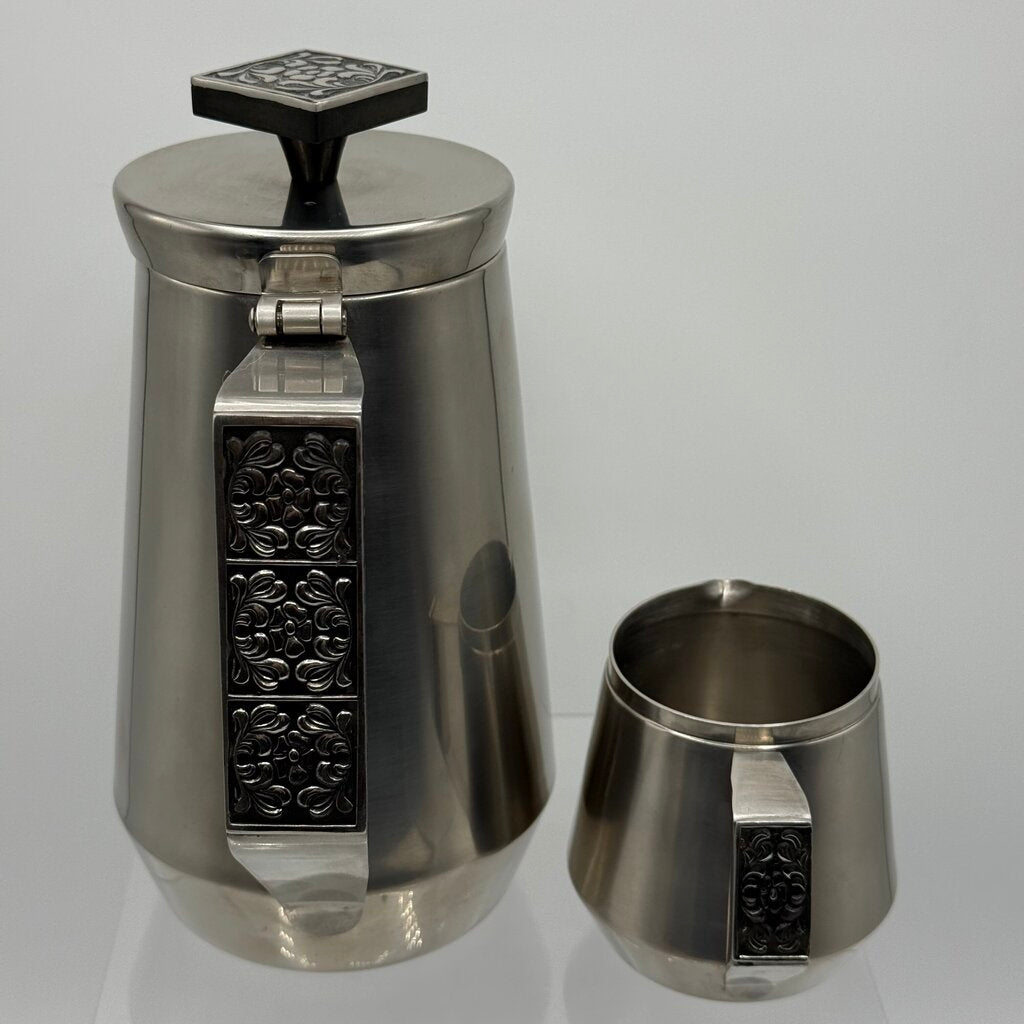 Stanley Roberts Velvet Tea Set, Vintage MCM 3-piece Stainless Steel from Japan