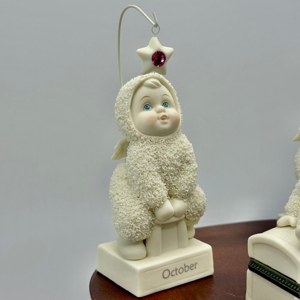 Snowbabies 2000 & 2003 Birth Month Stone Figurine Collectibles Department 56- March, July, & October /hy