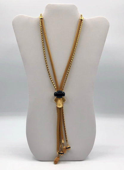 Vintage Multi-Strand Gold Tone Lariat Necklace /b