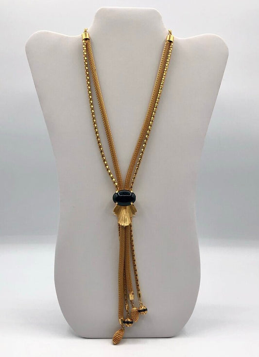 Vintage Multi-Strand Gold Tone Lariat Necklace /b