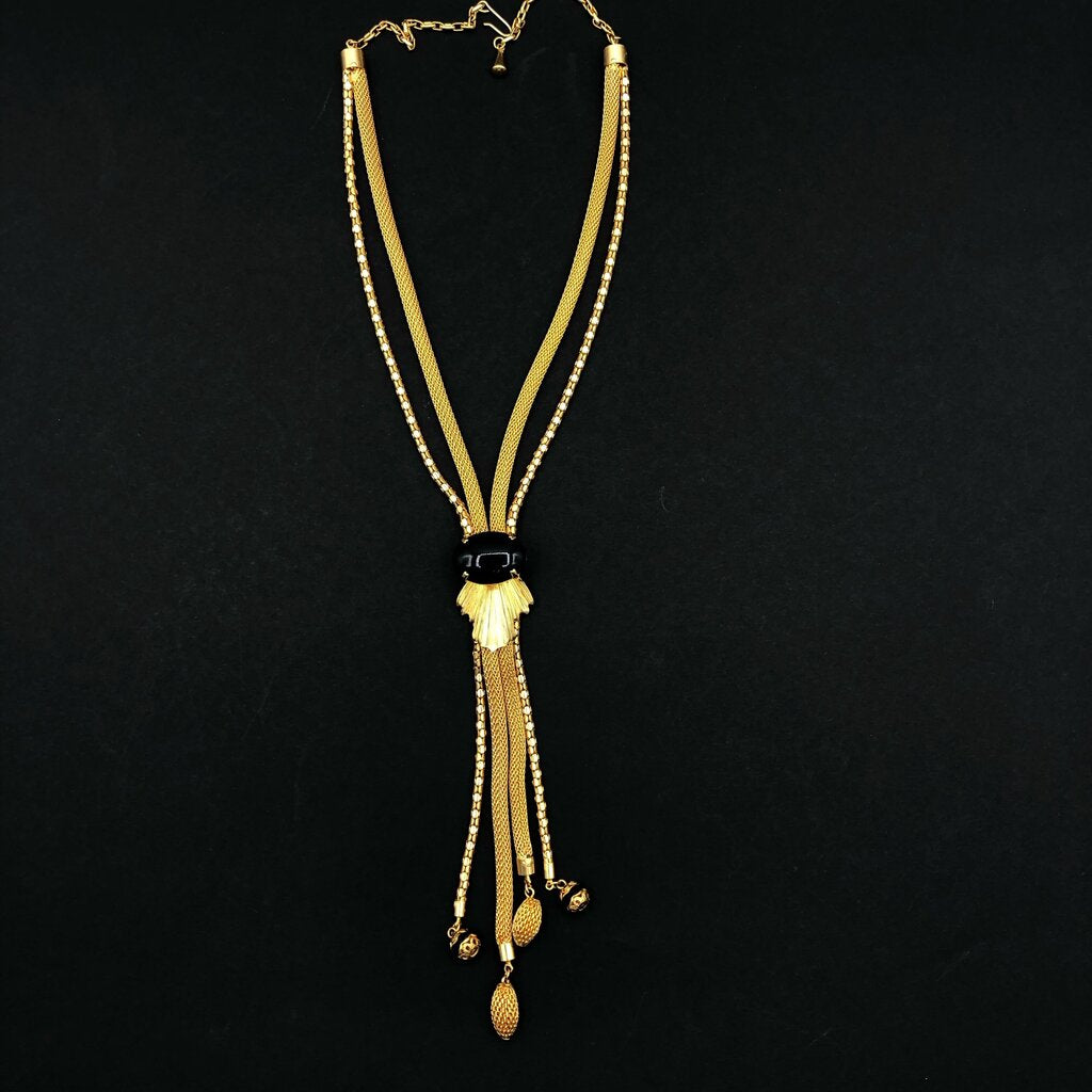 Vintage Multi-Strand Gold Tone Lariat Necklace /b
