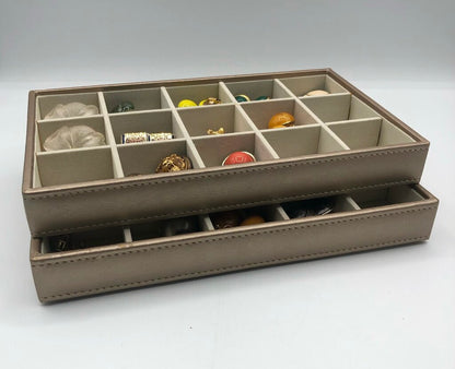 23 Vtg Pair Clip Earrings w/ 2 Storage Trays /b