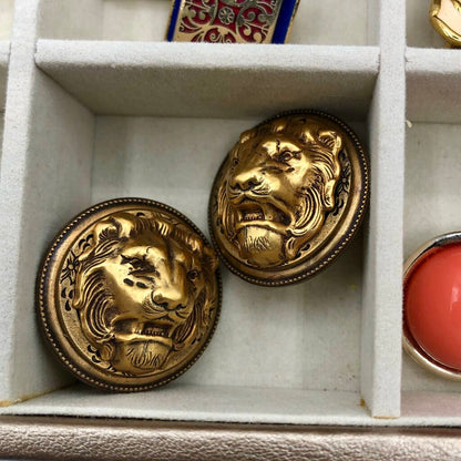 23 Vtg Pair Clip Earrings w/ 2 Storage Trays /b