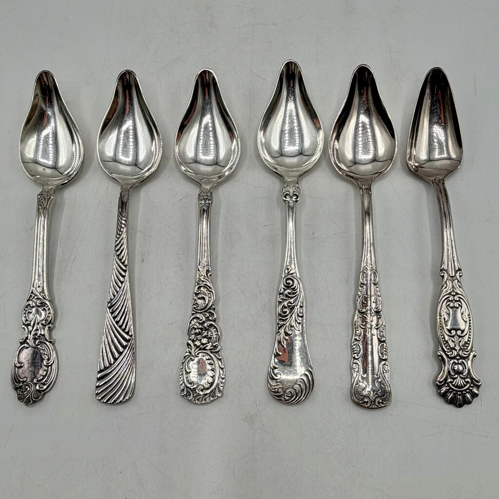 Vintage 1847 Rogers Bros Silverplate Fruit Orange Spoons Ornate Mixed Lot Set Of 6 /cb