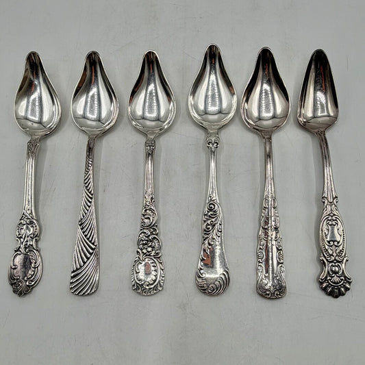 Vintage 1847 Rogers Bros Silverplate Fruit Orange Spoons Ornate Mixed Lot Set Of 6 /cb