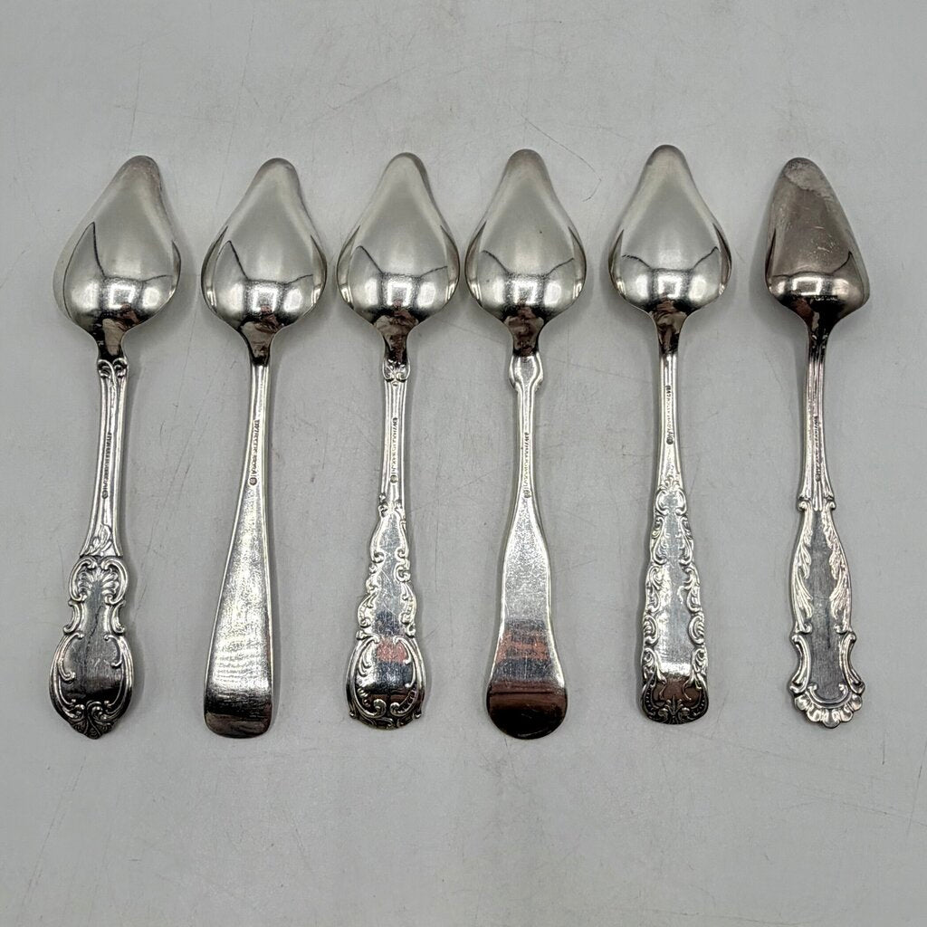 Vintage 1847 Rogers Bros Silverplate Fruit Orange Spoons Ornate Mixed Lot Set Of 6 /cb