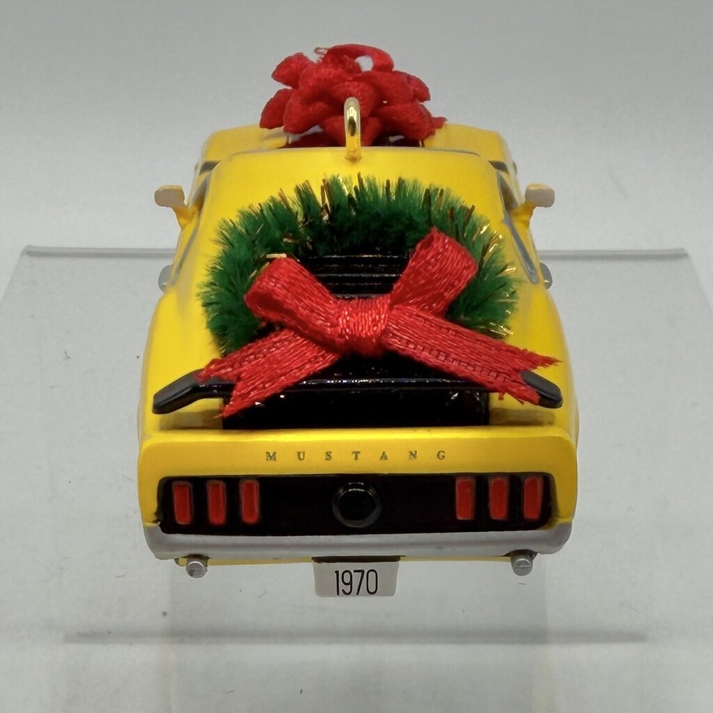 Vintage Carlton Cards Revved Wrapped & Ready ‘70 Ford Mustang Boss 302 Christmas Ornament w/Box /cb