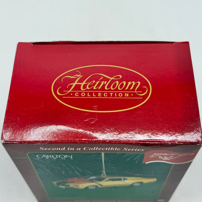 Vintage Carlton Cards Revved Wrapped & Ready ‘70 Ford Mustang Boss 302 Christmas Ornament w/Box /cb