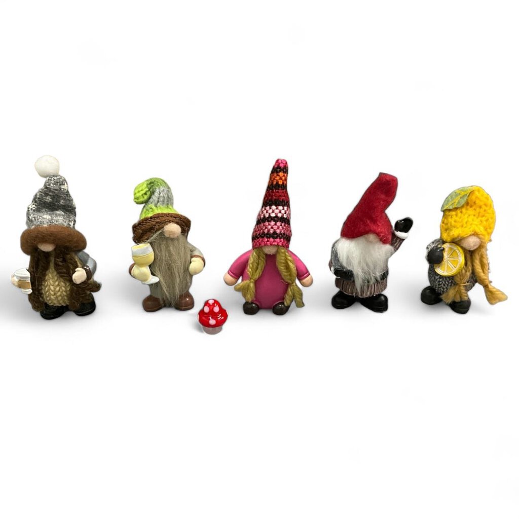 Set of 5 Gnomes w/ a Mushroom NEW