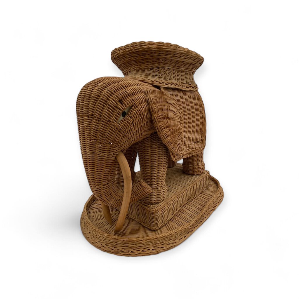 Rattan Elephant Wicker Side Table